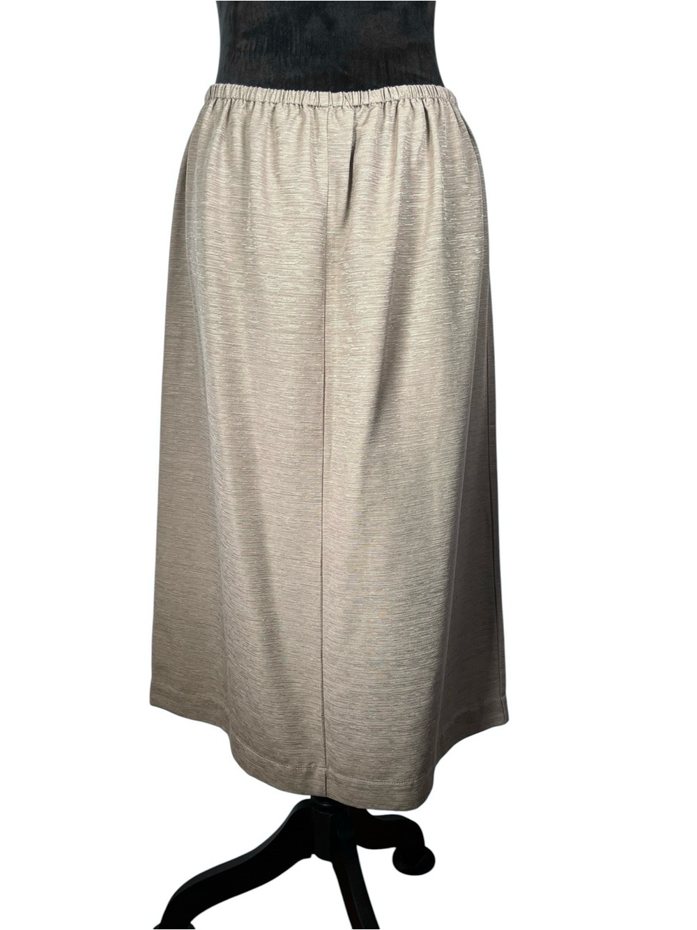 Vintage Silk Skirt Suit Women's Brown Beige Button-Front Set Ruched Safari Large - Picture 6 of 11